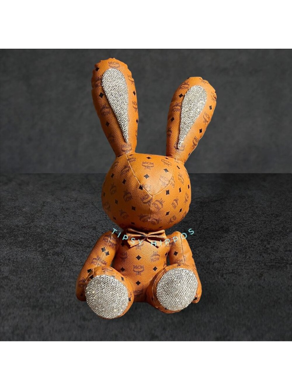 MCM Cognac Visetos Bunny With Rhinestone Accents